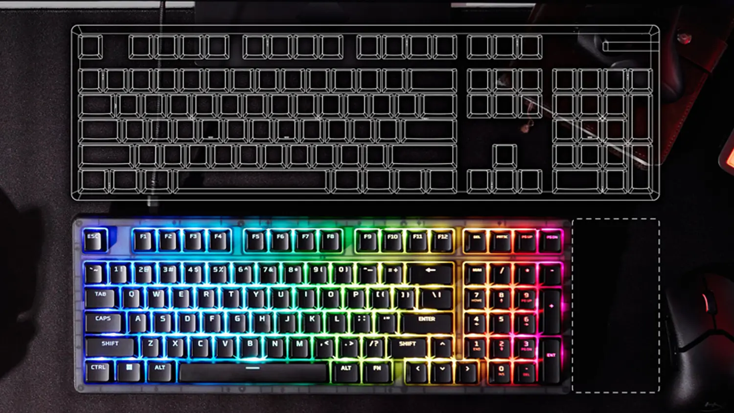 Herní klávesnice HyperX Origins 2 1800 u herního stolu