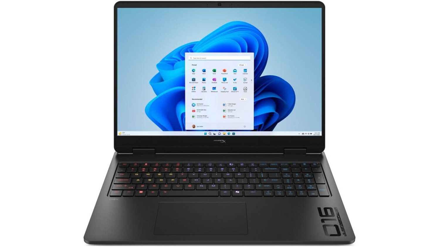 Pohled zepředu na notebook HyperX OMEN