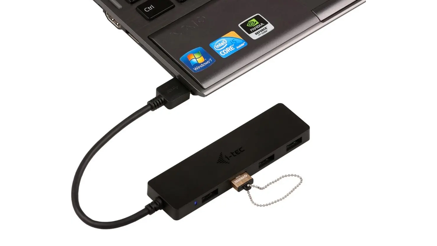 Pr&iacute;klad zapojenia USB hubu i-tec Slim Passive HUB 4 Port