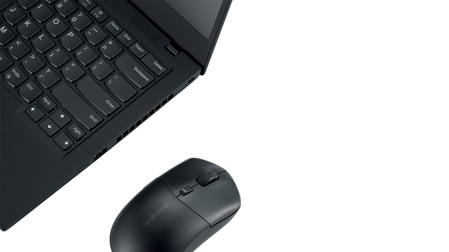 Bezdrátová myš Kensington MY430 EQ vedle notebooku