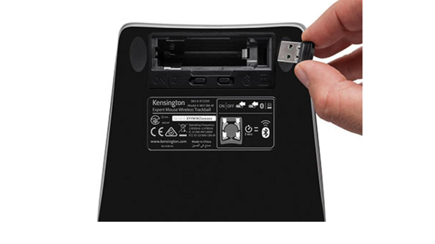 Bezdrátový trackball Kensington Expert Mouse SKU K72359WW zezadu
