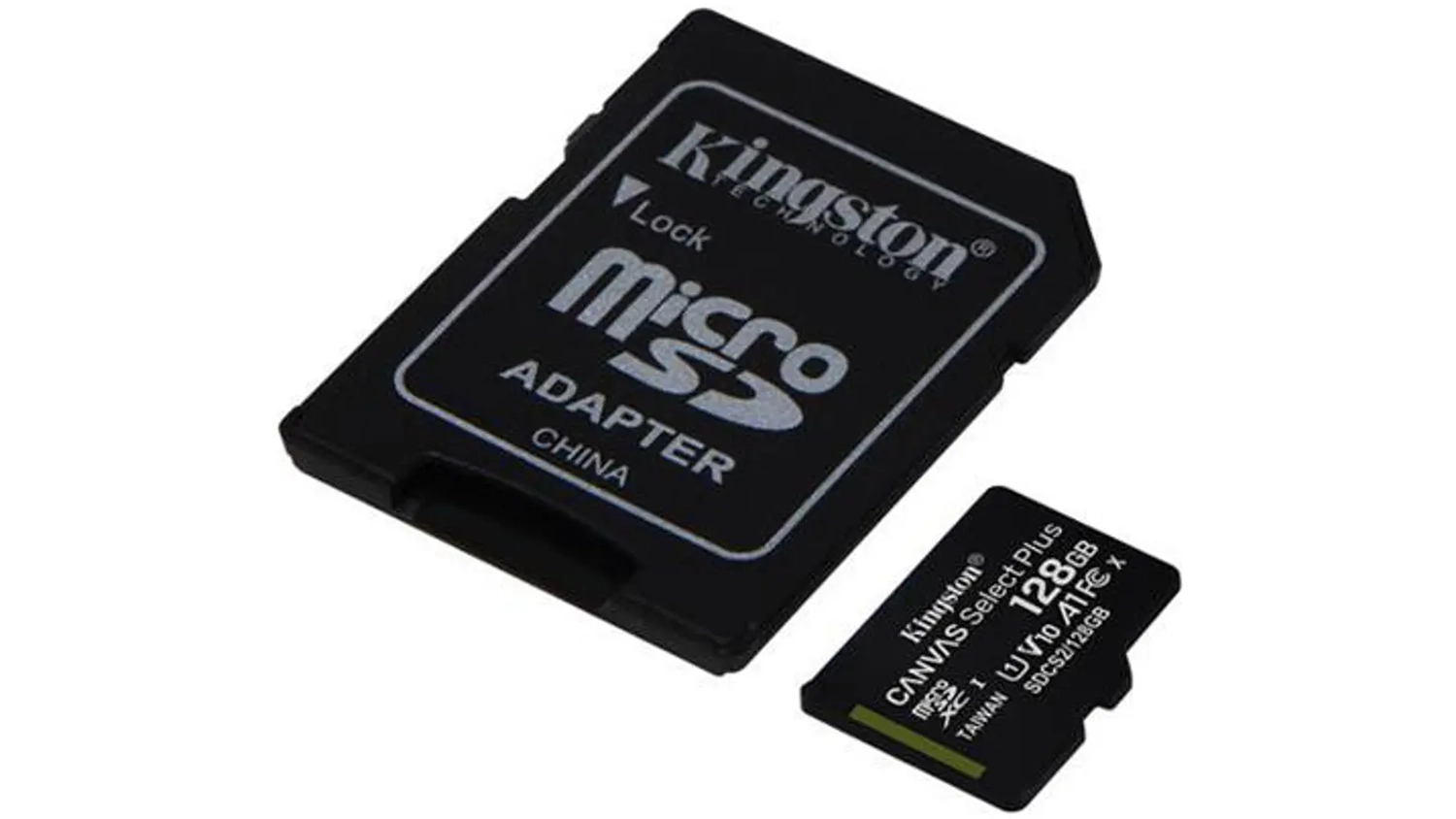 MicroSDXC paměťová karta Kingston Canvas Select Plus SDCS2/128GB na bílém pozadí