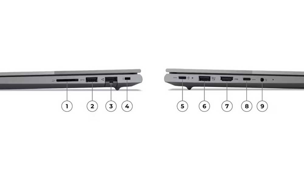 Pohled z boku na konektory notebooku Lenovo ThinkBook 16 G7 ARP_05