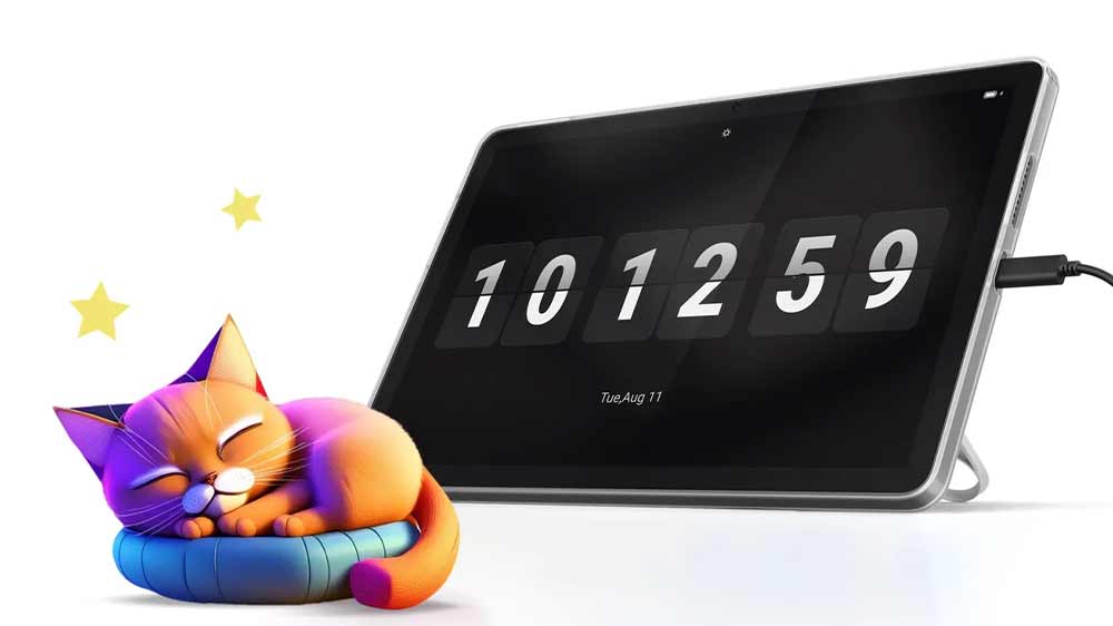 Animovan&eacute; kotě sp&iacute;c&iacute; před zapojen&yacute;m tabletem Lenovo_04