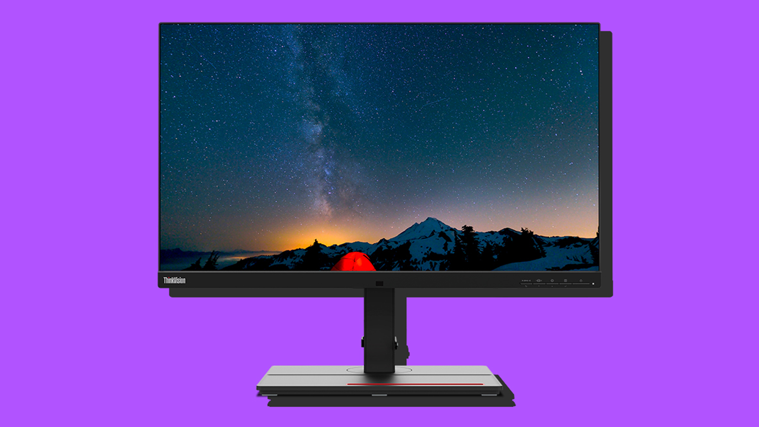 Monitor Lenovo P27u-20 na fialovém pozadí