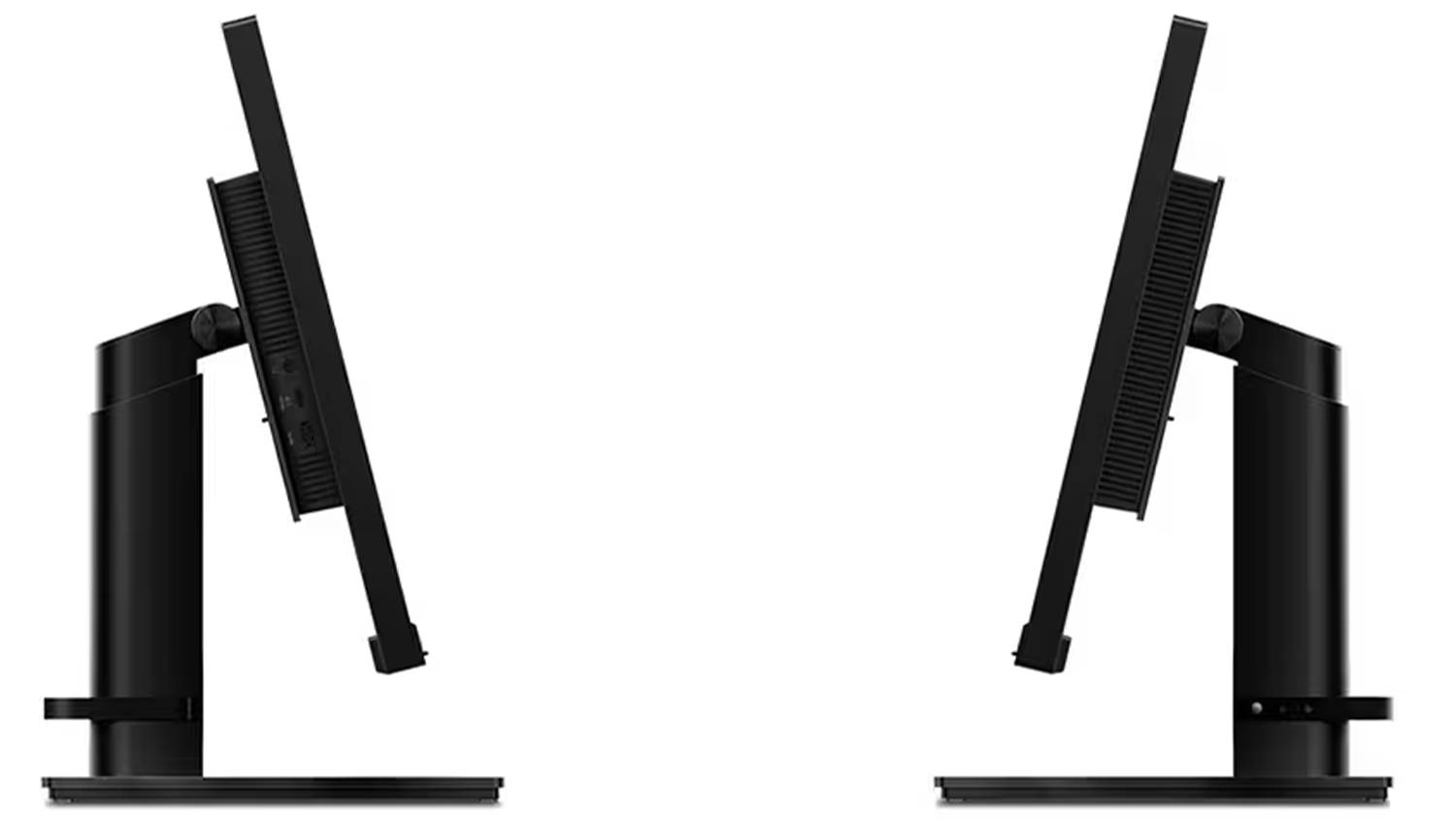 Dva monitory Lenovo P27u-20 z boku naproti sobě