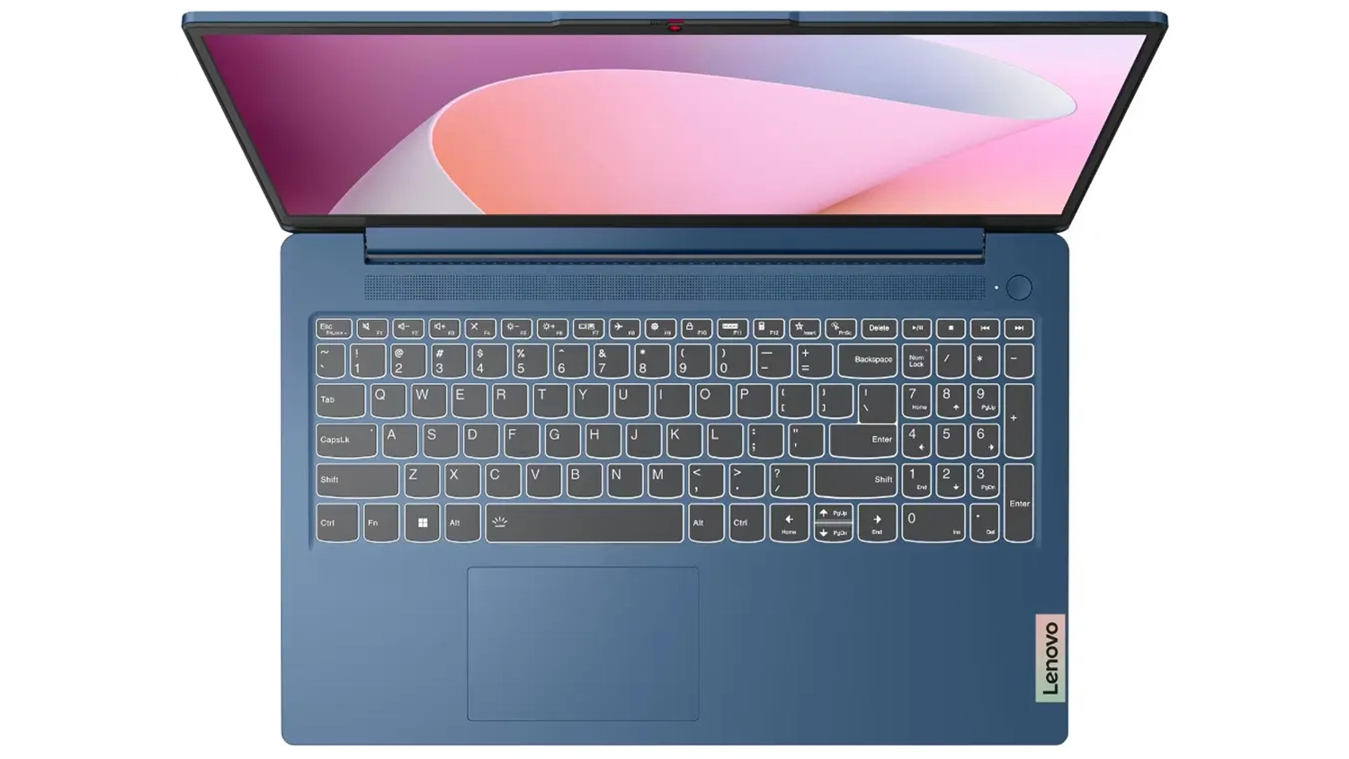Pohľad na kl&aacute;vesnicu notebooku Lenovo IdeaPad Slim 3 15ABR8