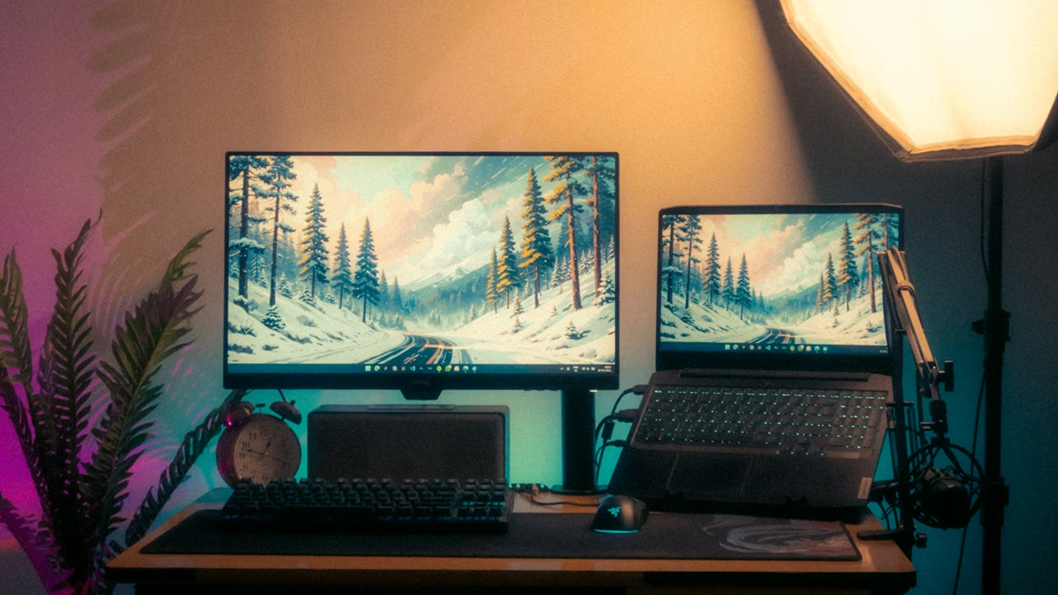 Poč&iacute;tačov&yacute; setup s veľk&yacute;m svetlom