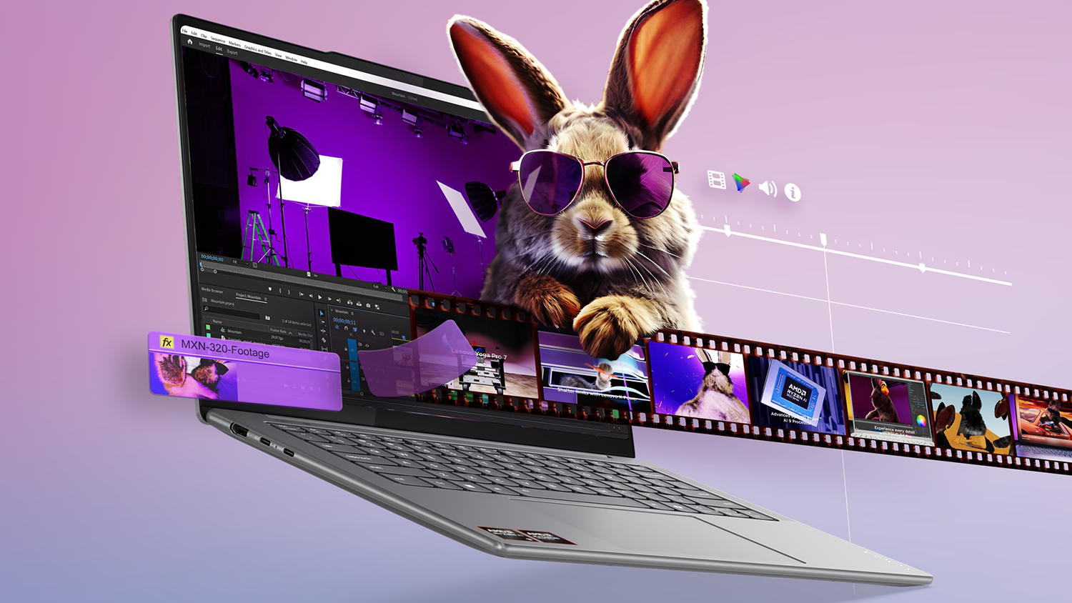 Notebook Lenovo Yoga Pro 7 s vizualizací střihu videa