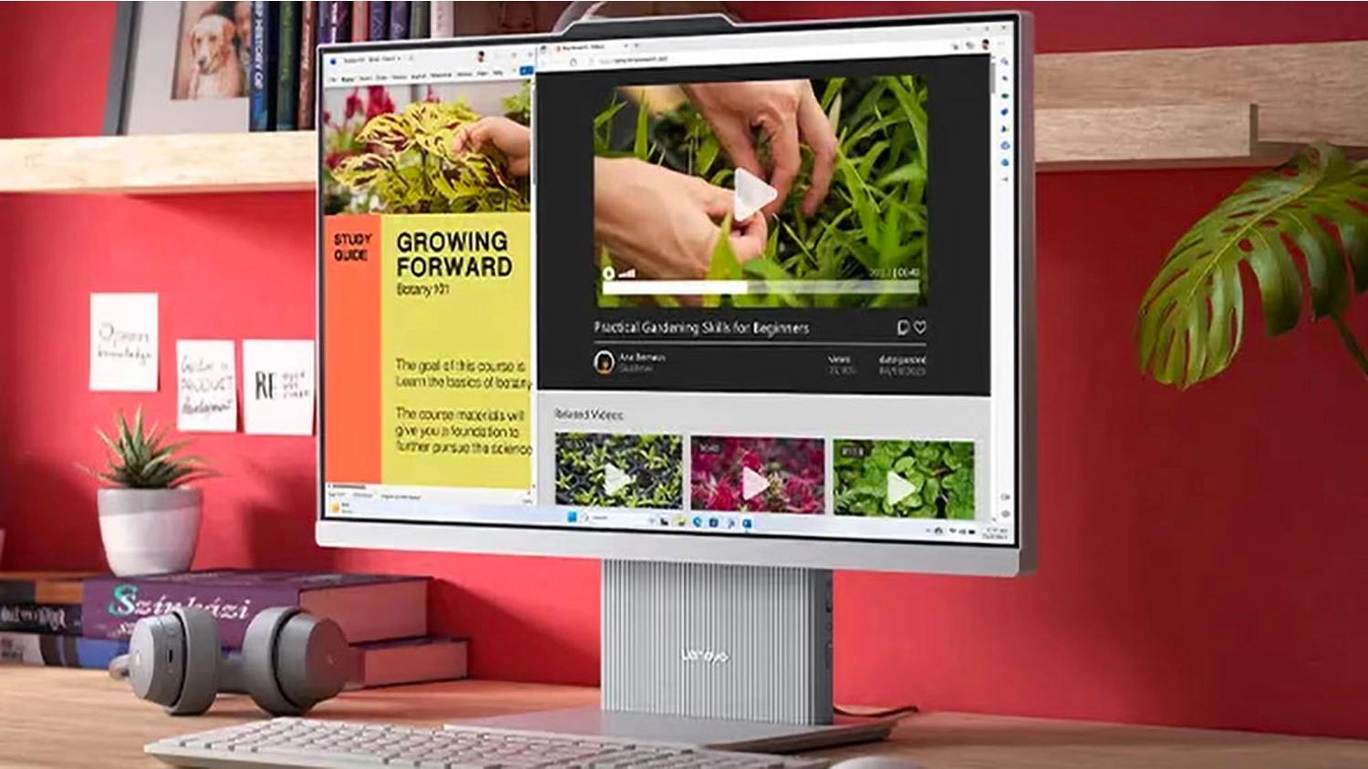 AIO počítač Lenovo IdeaCentre 27AKP10 na pracovním stole_02
