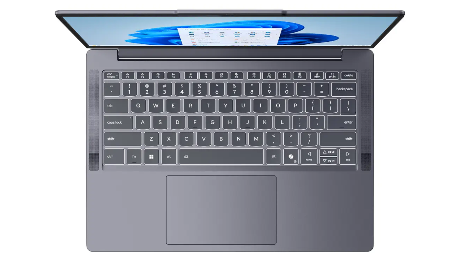 Pohľad zhora na klávesnicu notebooku Lenovo IdeaPad Slim 3