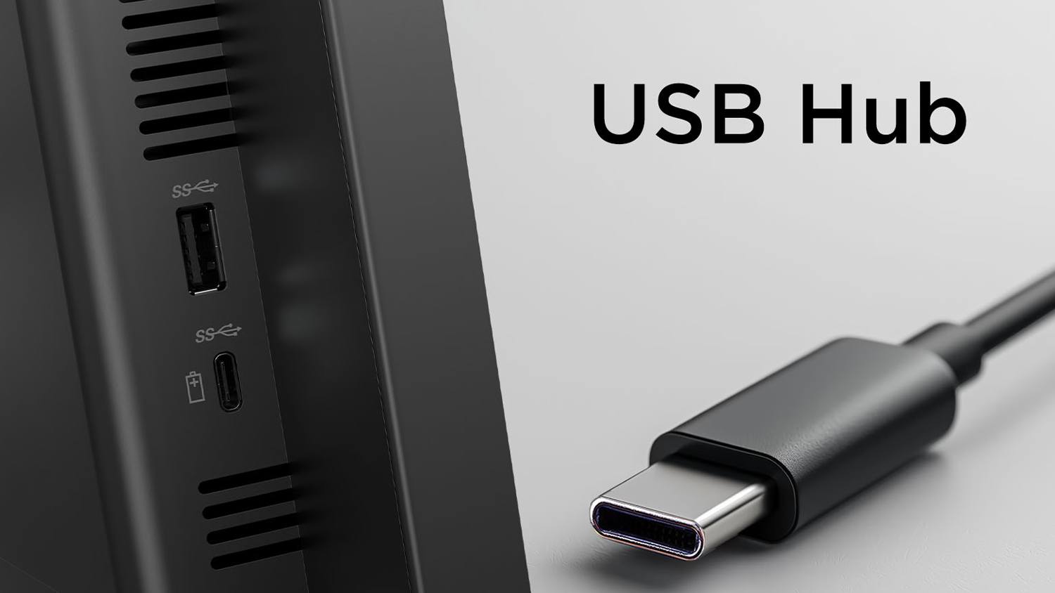 Záběr na USB port monitoru Lenovo P24QD-40