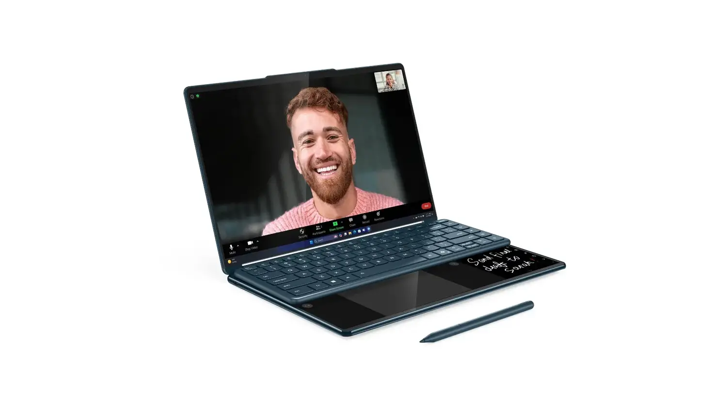 Pohľad na Lenovo Yoga Book 9 &scaron;ikmo spredu