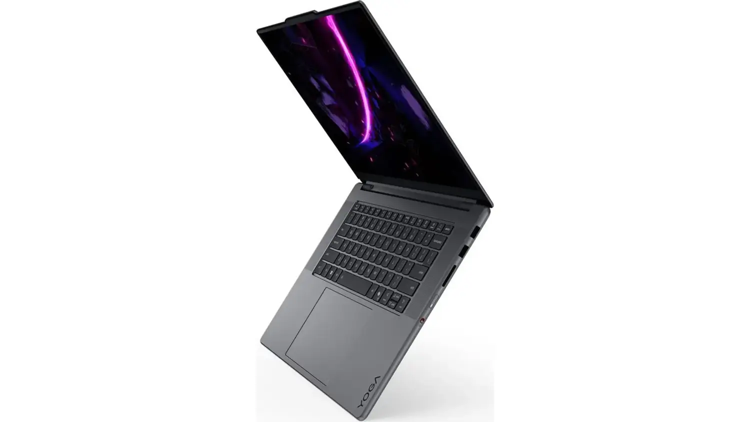 Pohled ze strany na rozevřen&yacute; notebook Lenovo Yoga Pro 9