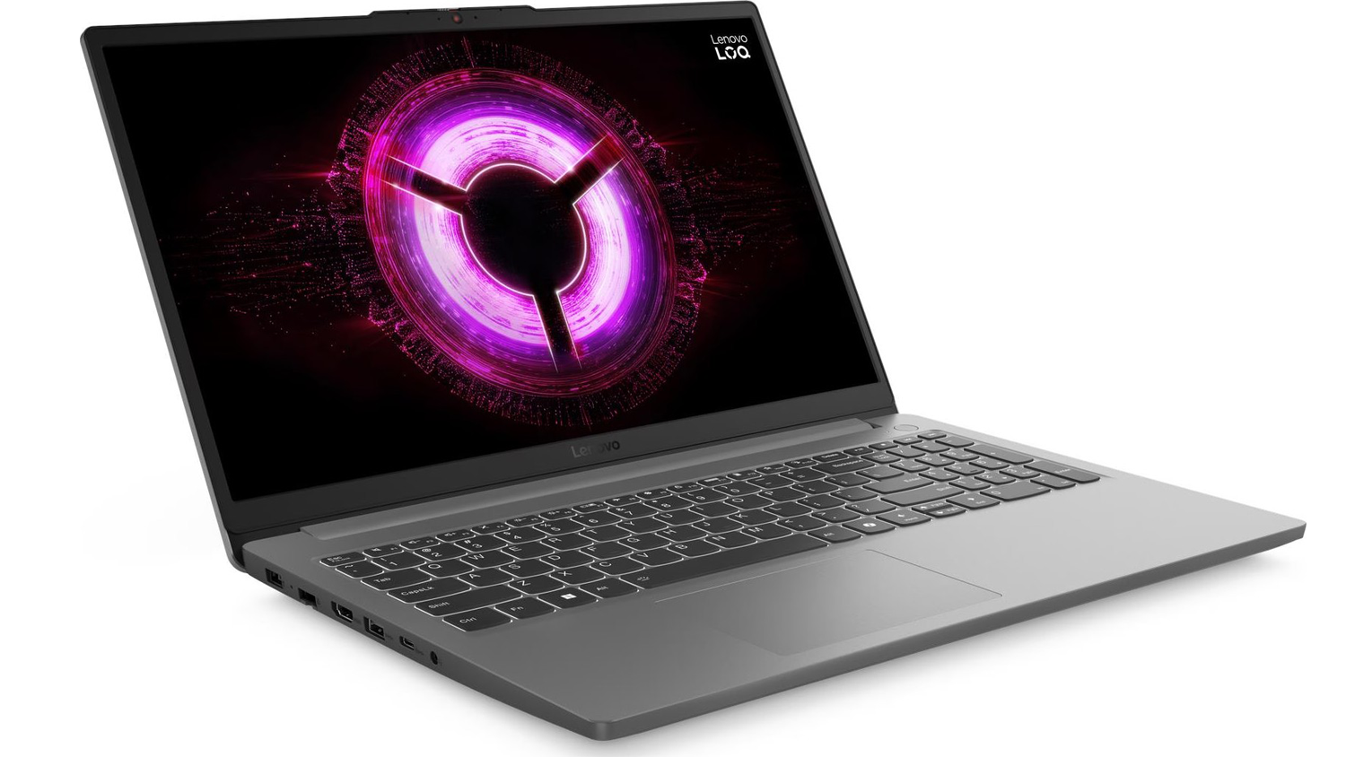 Pohľad šikmo spredu na notebook LENOVO LOQ 15ARP10E