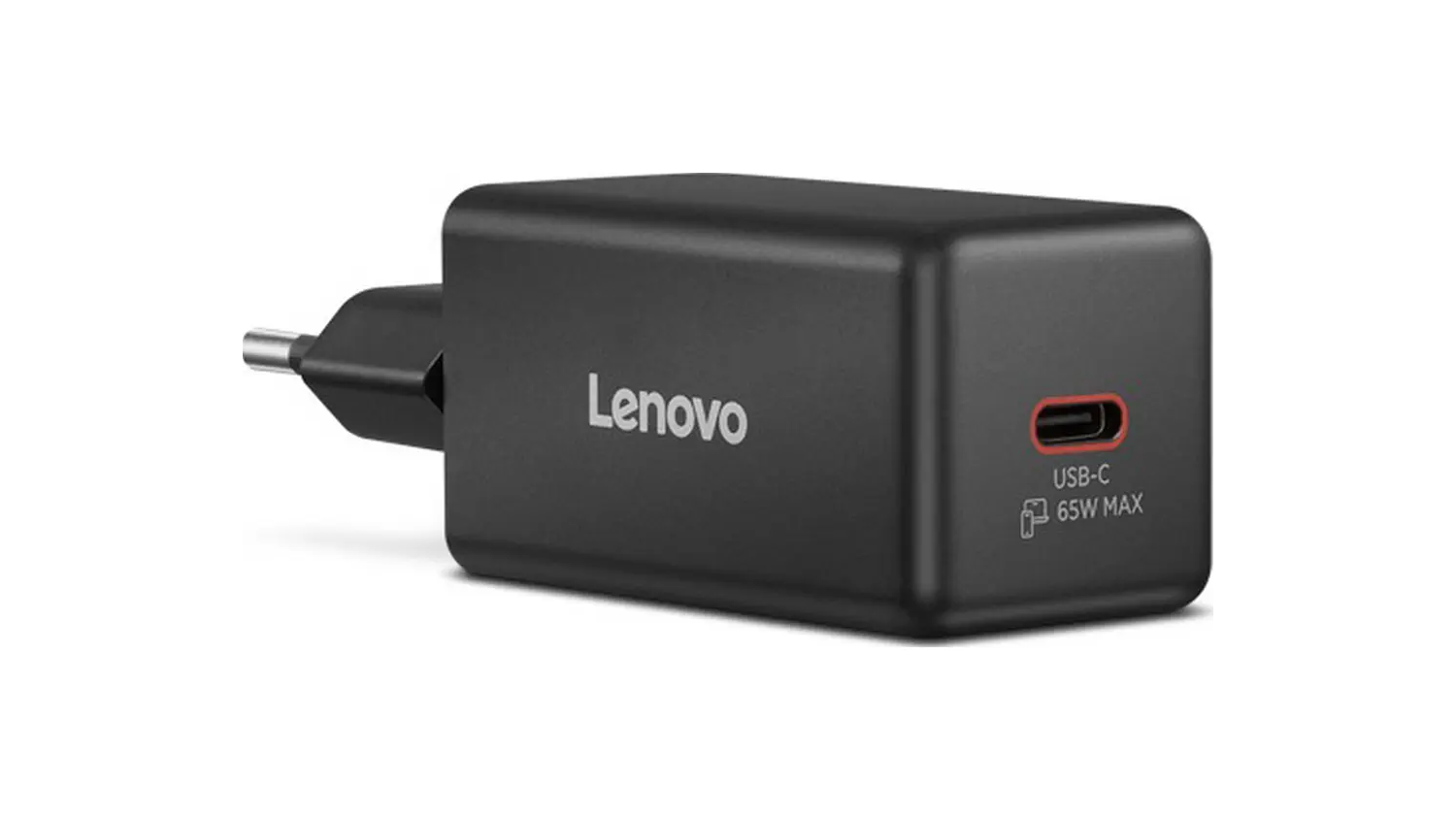 Napájecí adaptér Lenovo 65W Mini USB-C GaN černý – boční pohled