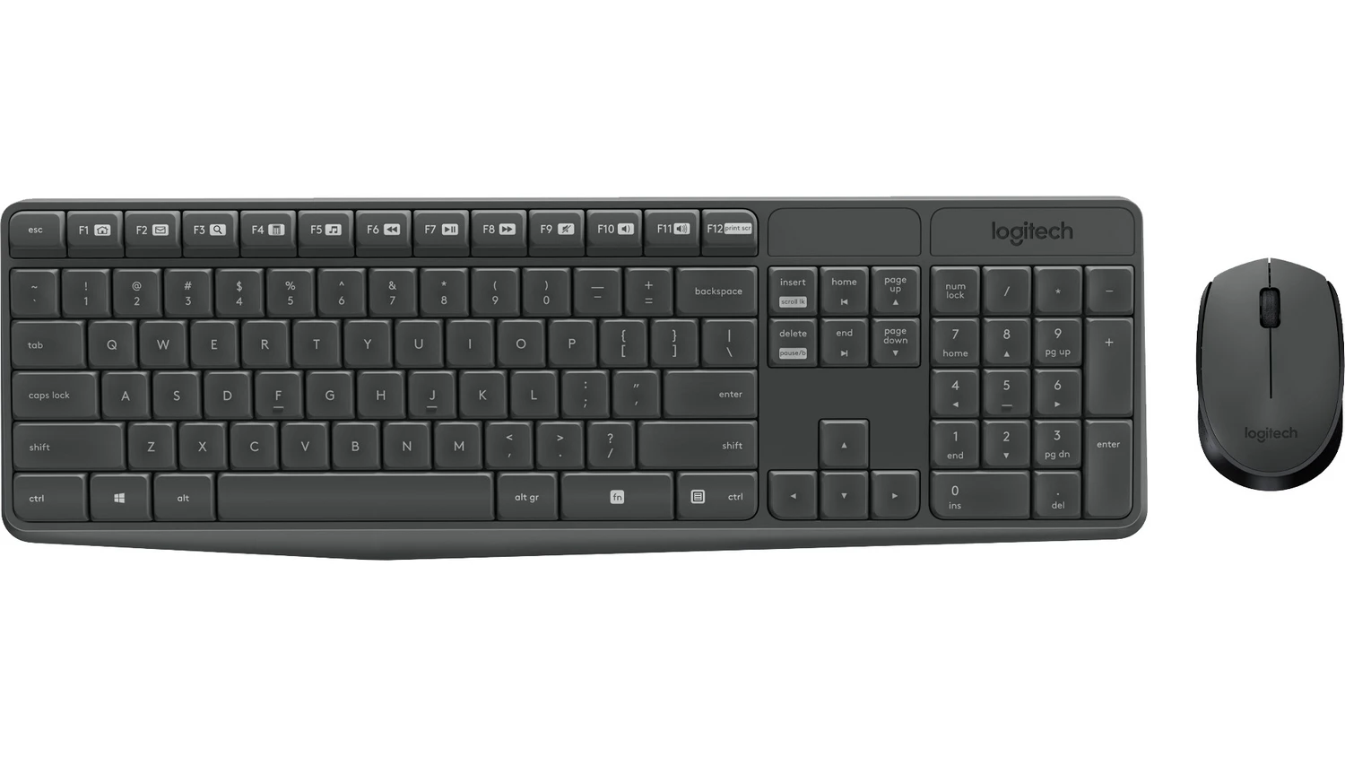 PC klávesnice s myší Logitech MK235 na bílém pozadí