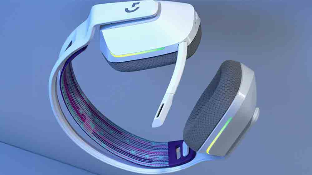 Herní sluchátka Logitech G733 LIGHTSPEED White na zeleném pozadí_02