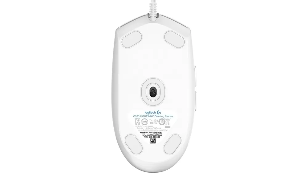 Herní myš Logitech G203 Lightsync ze spoda