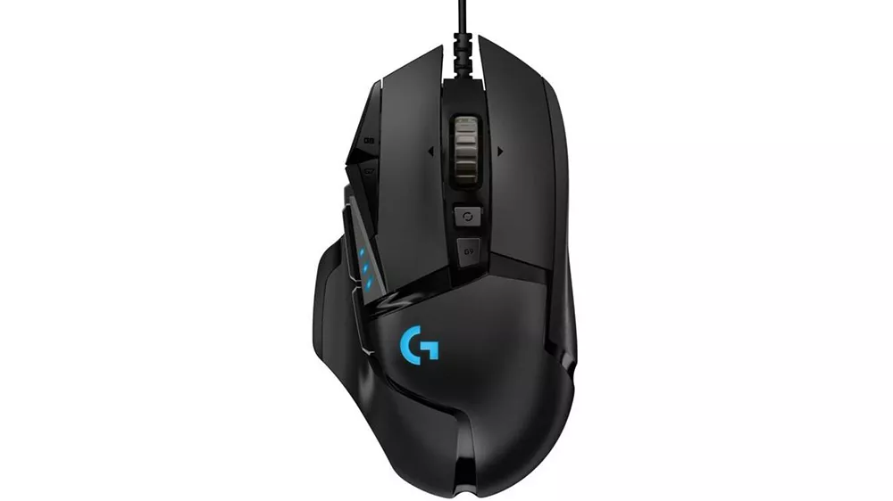 Myš Logitech G502 X PLUS na bielom pozadí zobrazujúca ergonomický dizajn a rozloženie programovateľných tlačidiel