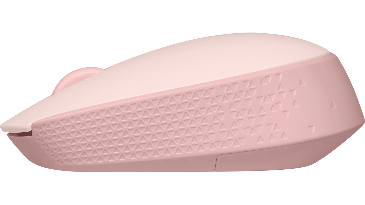 Bezdrátová myš Logitech M171 Rose v každodenním použití demonstrující ergonomický tvar a bezdrátové připojení