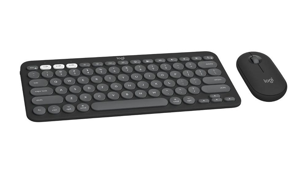 Sada klávesnice s myší Logitech Pebble 2 Combo Graphite při tiché práci díky technologii Silent Touch