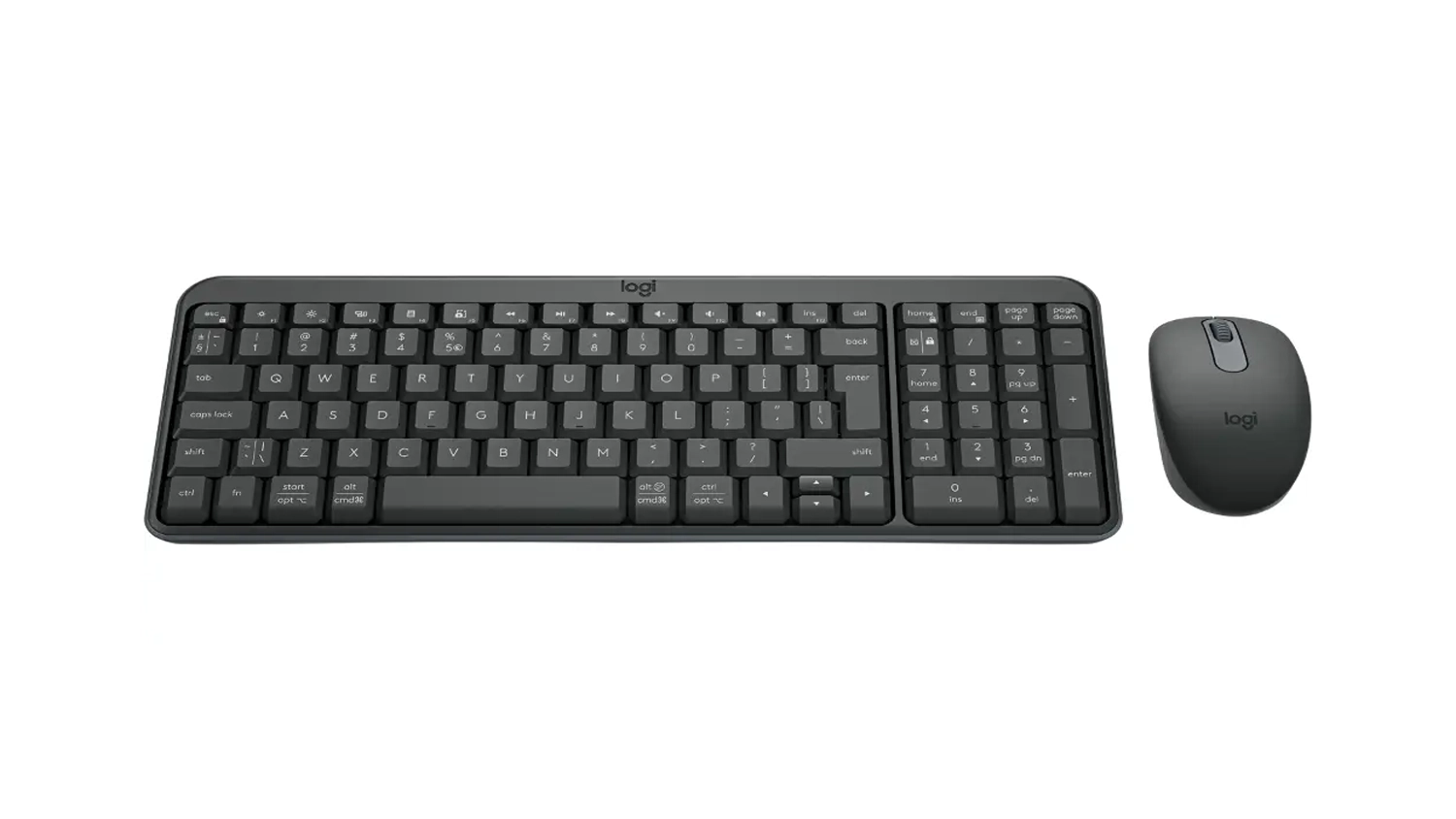 Bezdrátová klávesnice a myš Logitech MK250 US grafitová horní pohled
