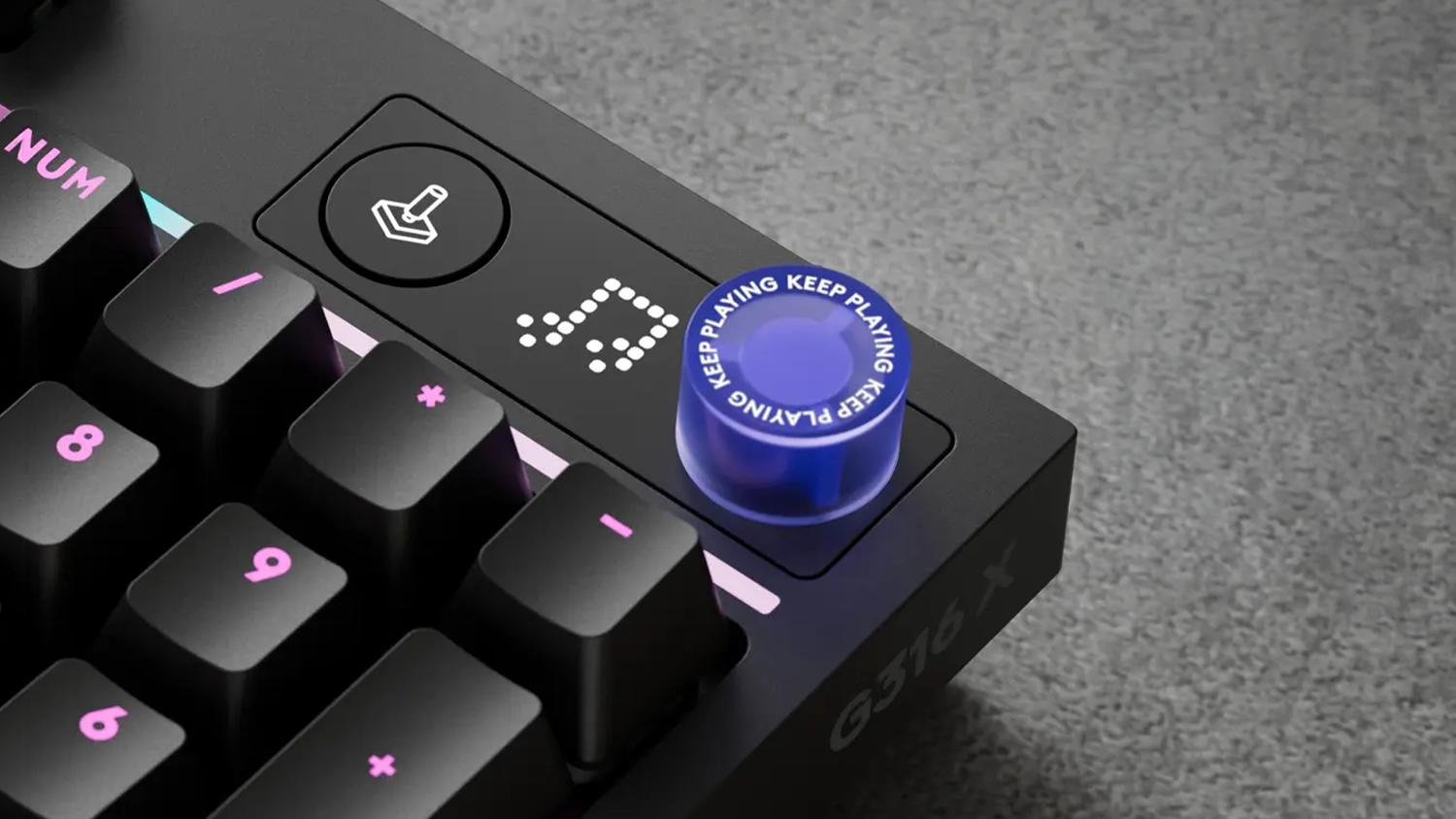 Detail na ovládací kolečko herní klávesnice Logitech G316 X 98 Black US