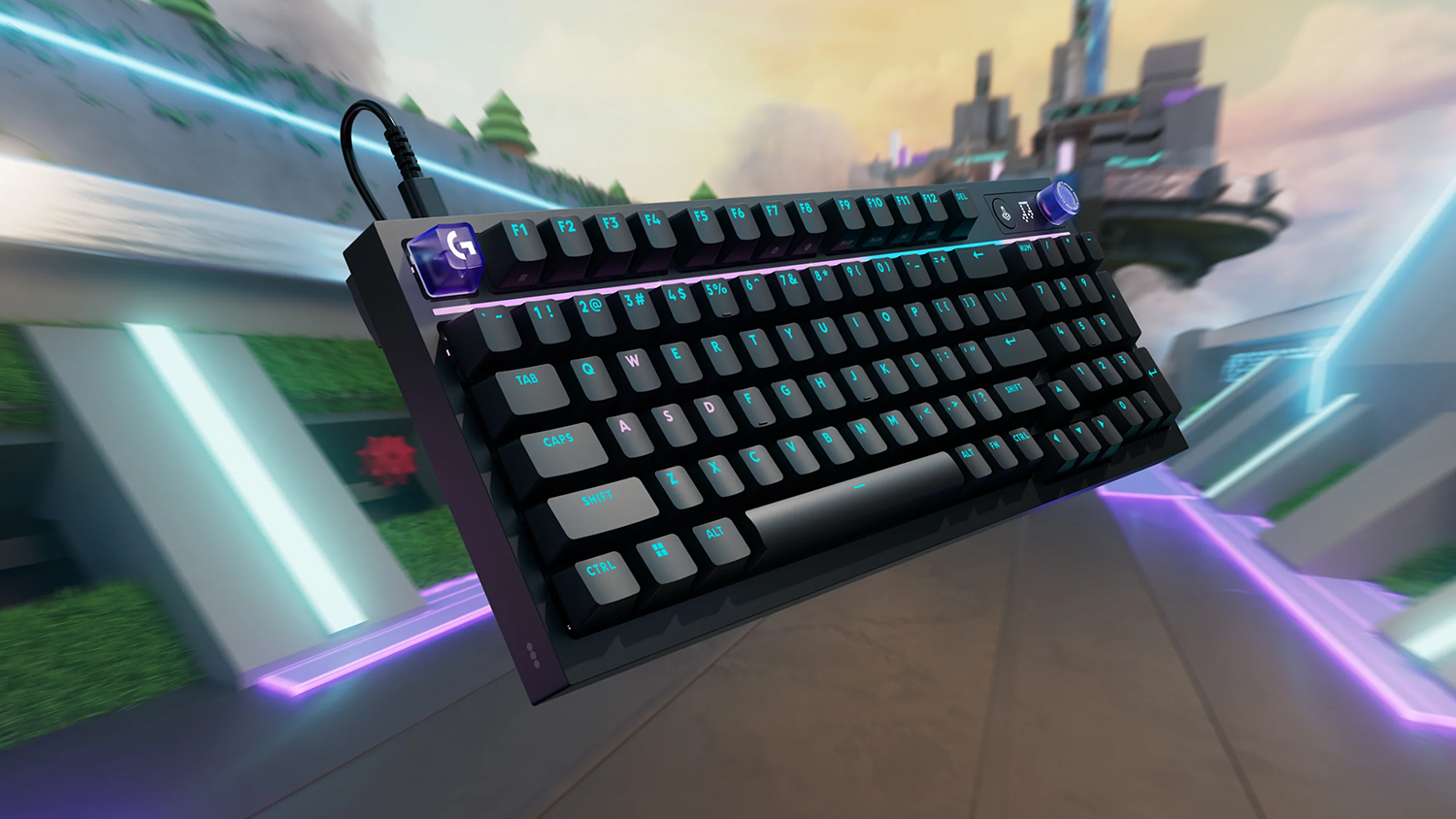 Herní klávesnice Logitech G316 X 98 s pozadím z počítačové hry