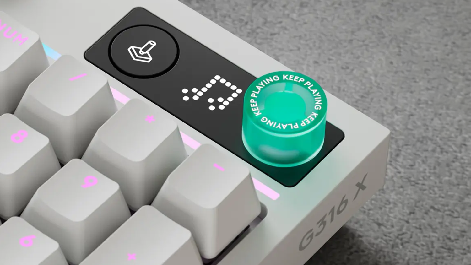 Detail na ovládací kolečko herní klávesnice Logitech G316 X 98 White US