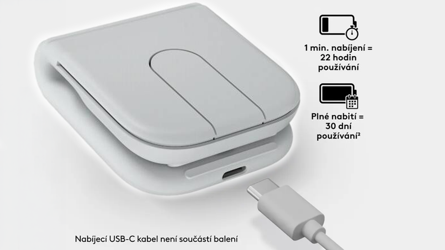 Cestovní myš Logitech MOBI FOLD White s ikonami nabíjení