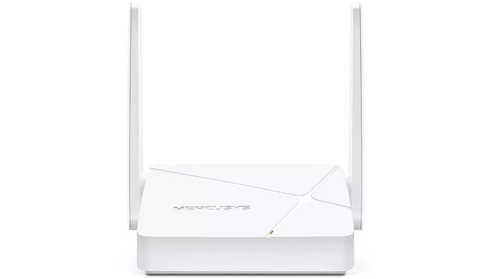 Router Mercusys MR20 AC750 na bielom pozadí zobrazujúci kompaktný dizajn s dvoma anténami