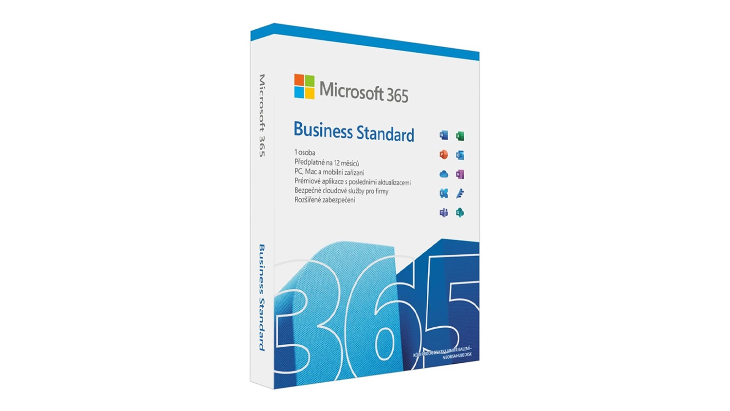 Kancelářský balík Microsoft Office 365 Business Standard na bílém pozadí