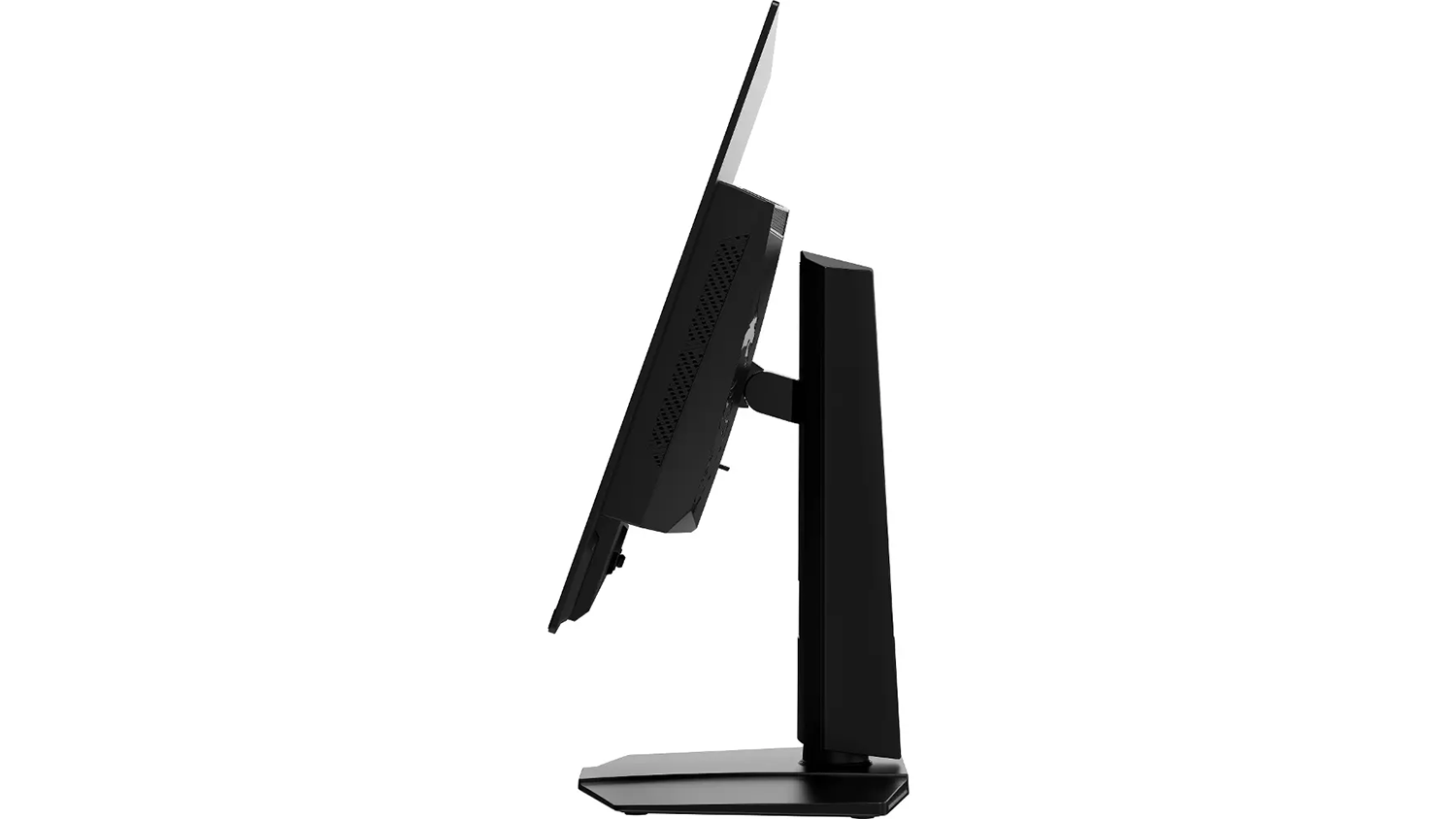 Herní monitor MSI MPG 321URX QD-OLED z boku s ukázkou naklopení