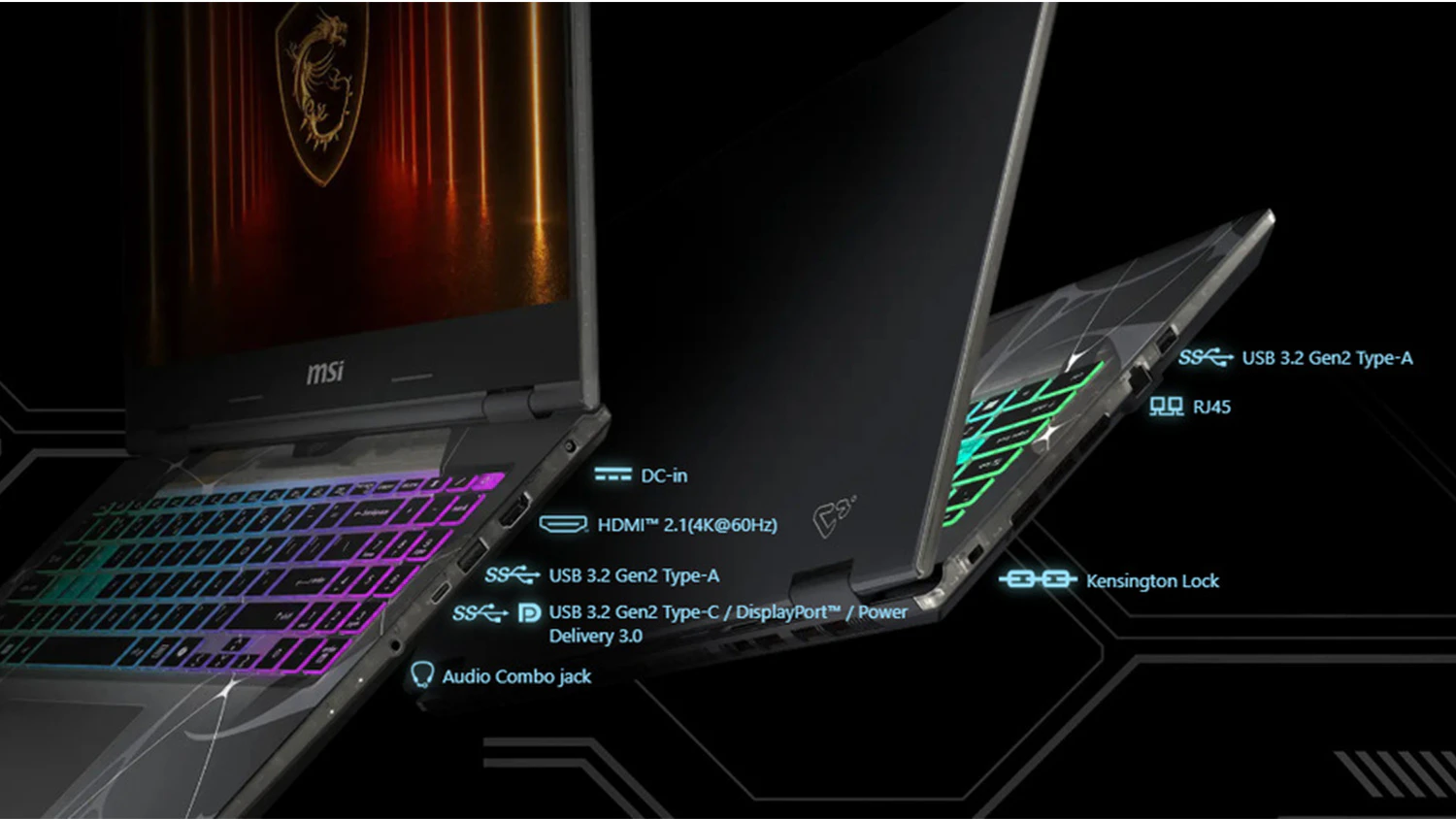 Porty notebooku MSI Cyborg 15