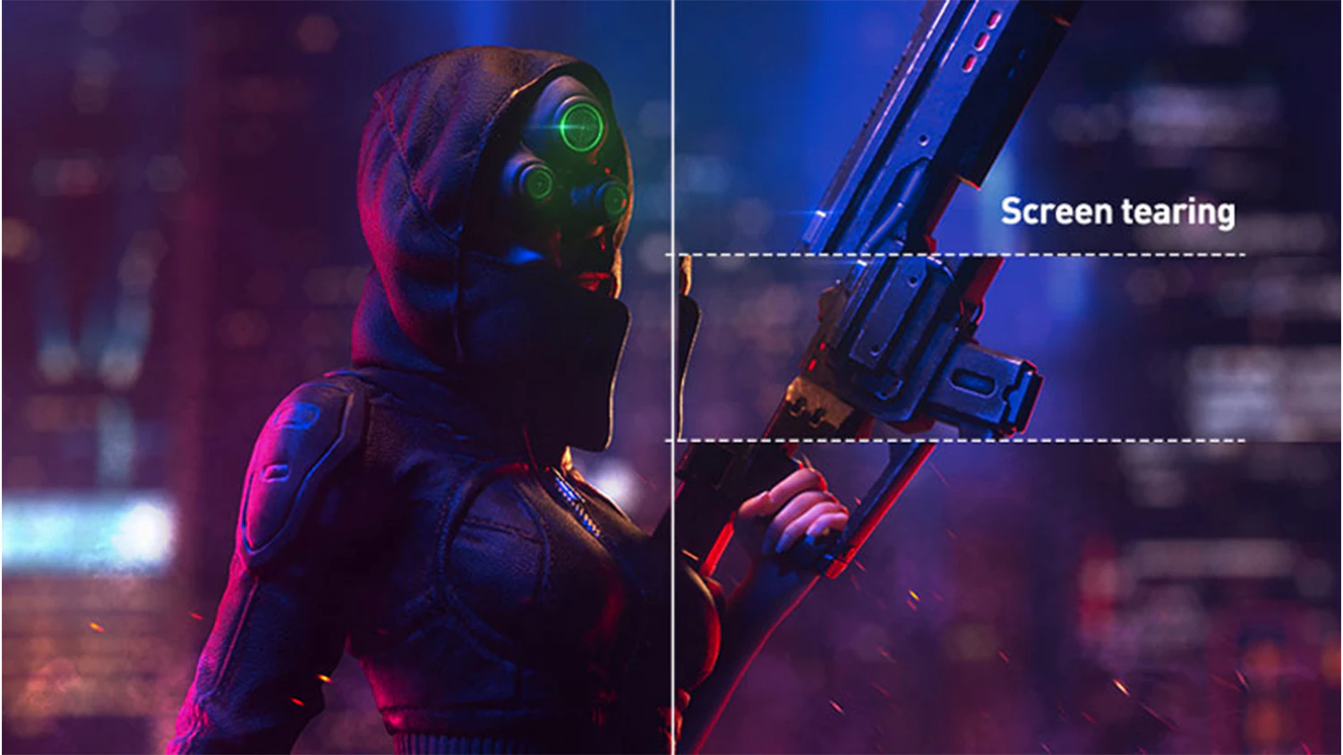 Vizualizace technologie AMD FreeSync Premium