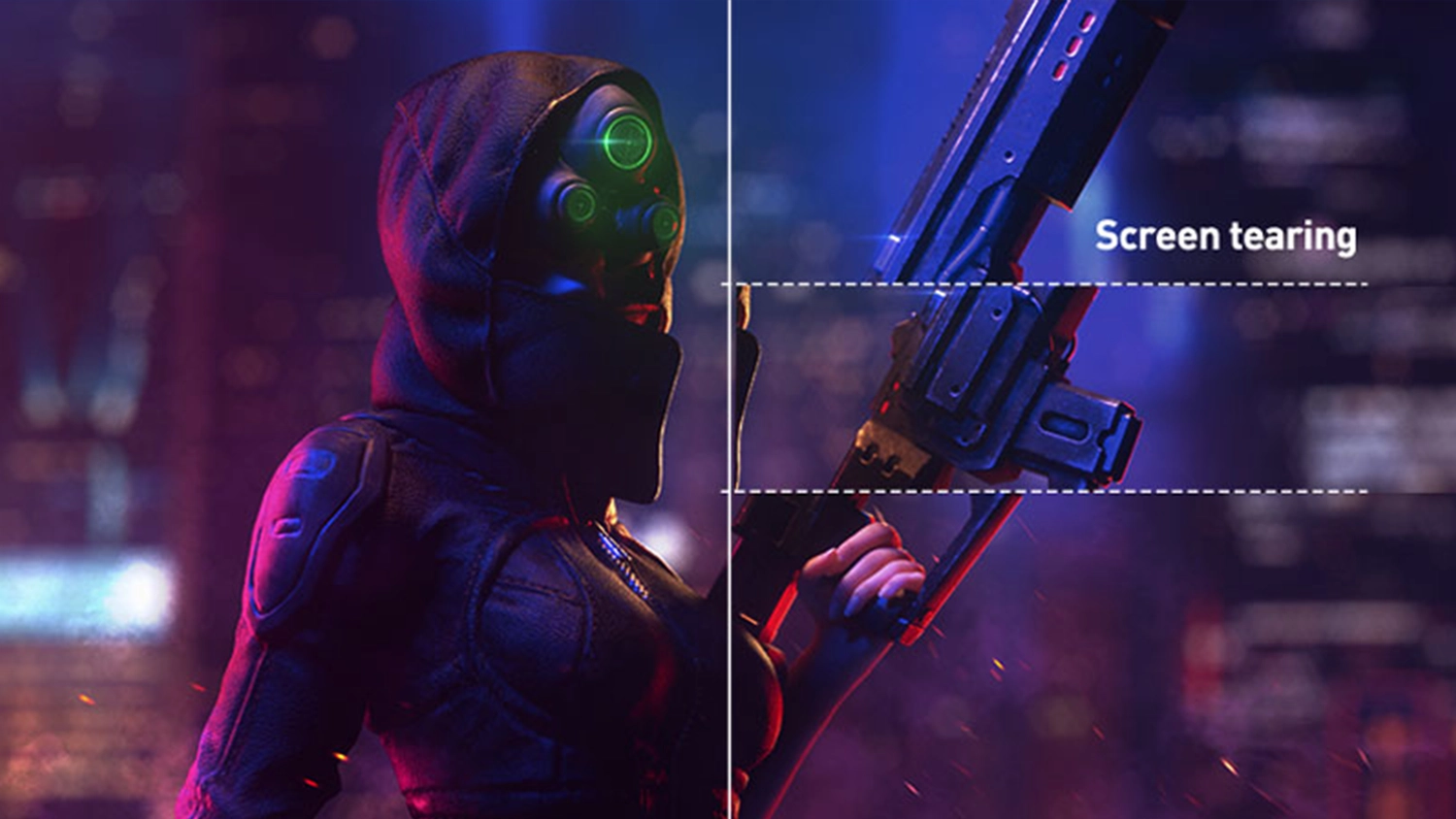 Porovnání obrazu s technologií AMD FreeSync Premium Pro a bez ní
