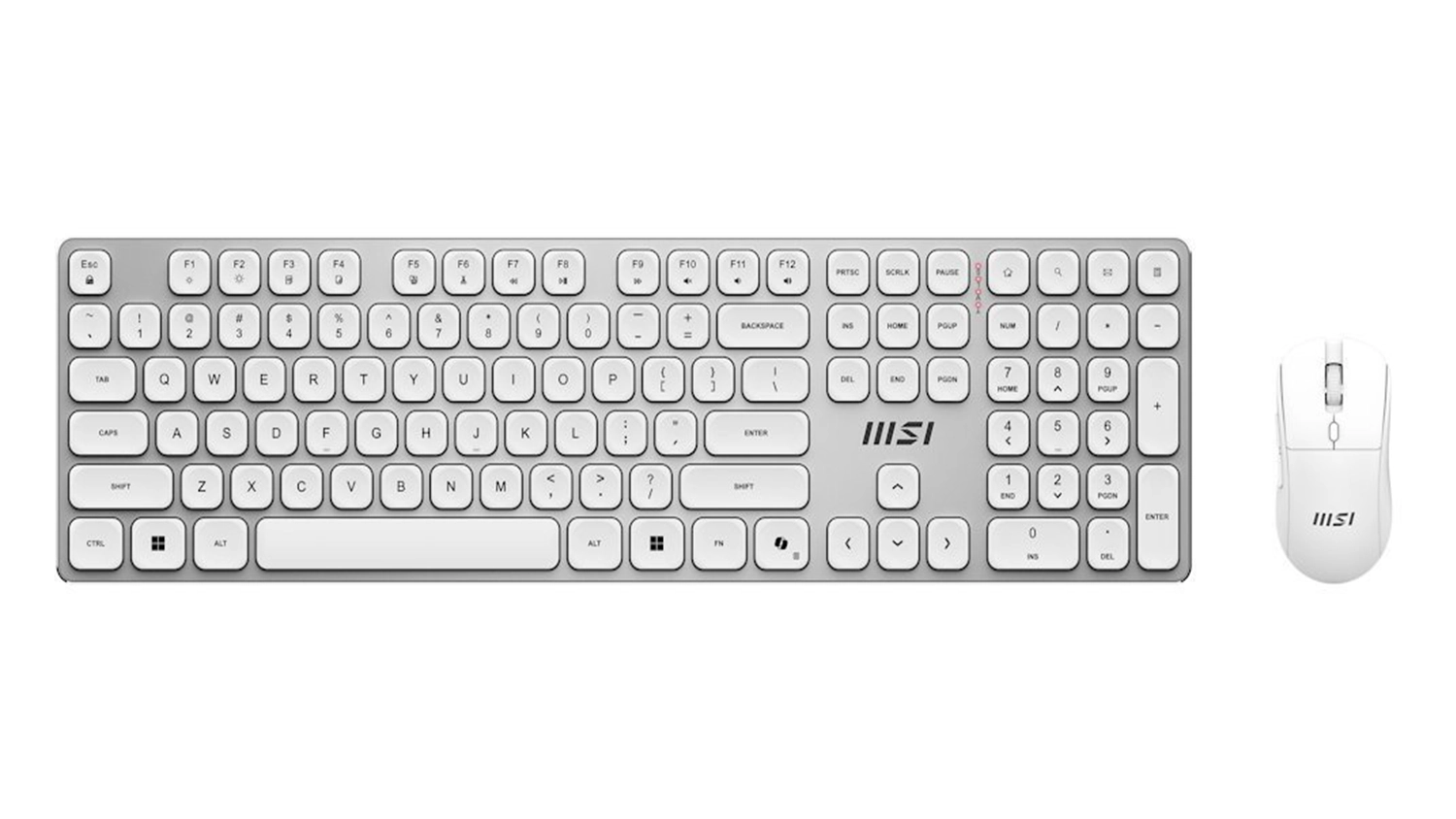 Myš a klávesnice MSI FORGE K210 Wireless bílá – horní pohled