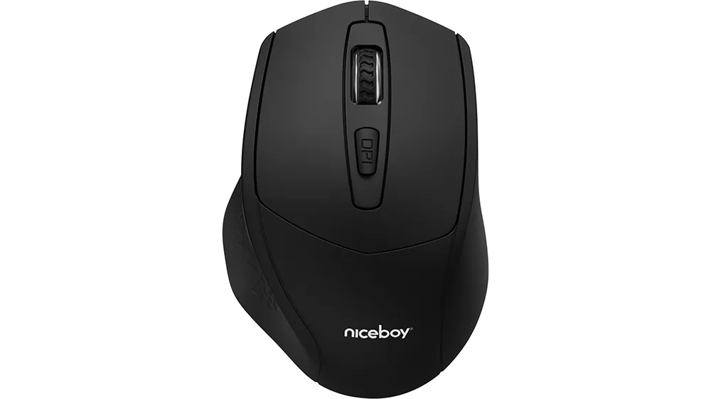 My&scaron; Niceboy OFFICE M10 Ergonomic v bielom preveden&iacute; zobrazuj&uacute;ca ergonomick&yacute; tvar a rozmiestnenie tlačidiel