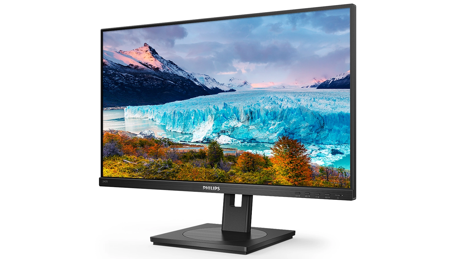 Pohled &scaron;ikmo zepředu na monitor Philips 242S1AE/00