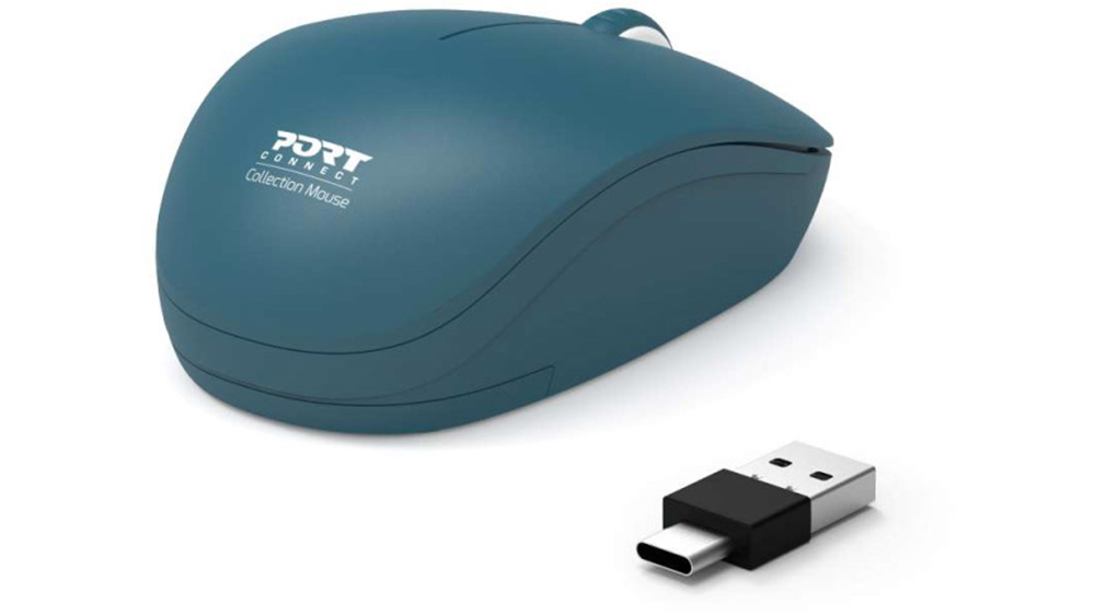 Bezdrátová myš Port Connect Collection II RF Sapphire ukazující programovatelná tlačítka a možnosti přizpůsobení