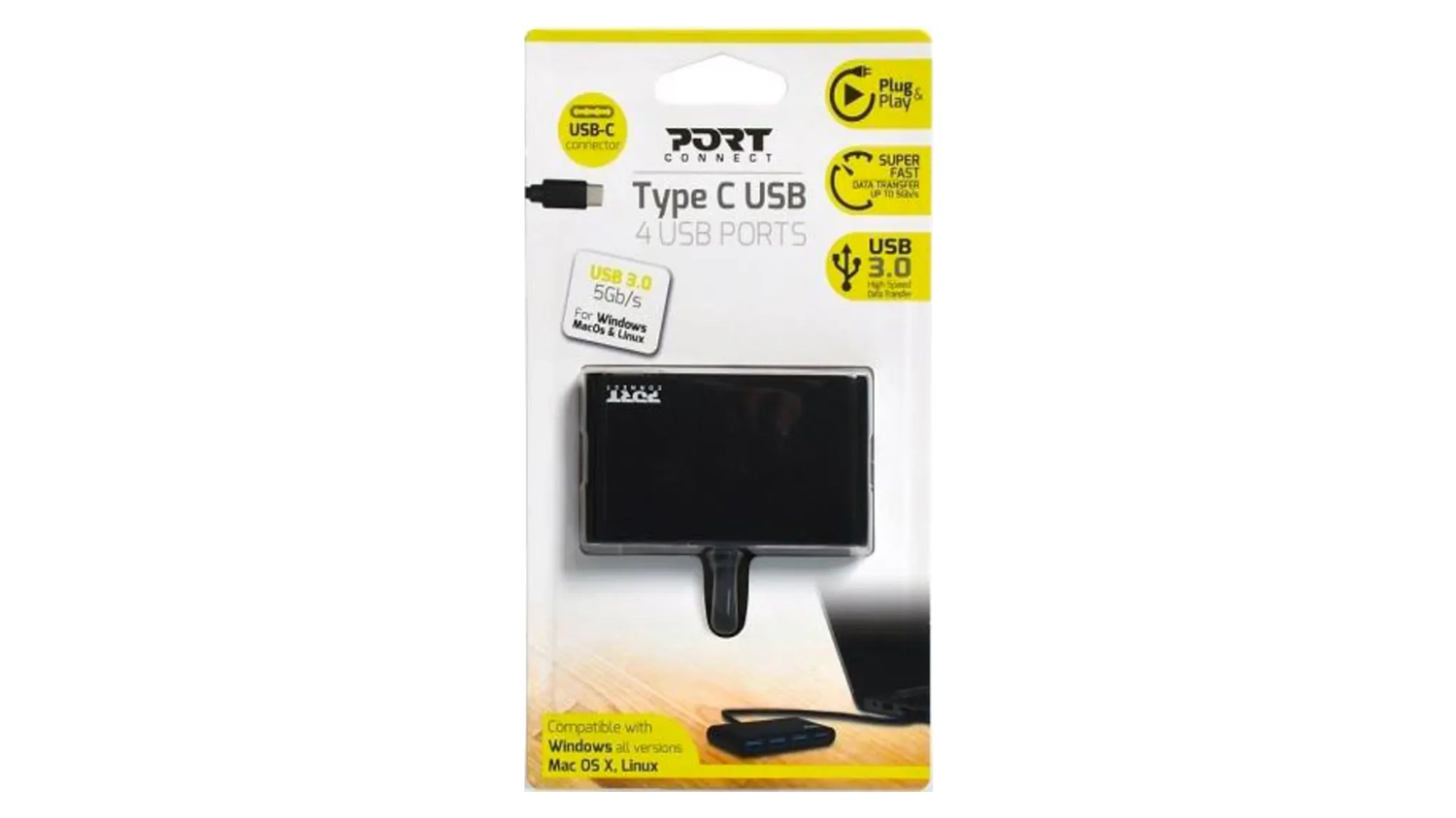 Balen&iacute; USB rozbočovače PORT CONNECT 4&times; USB 3.0