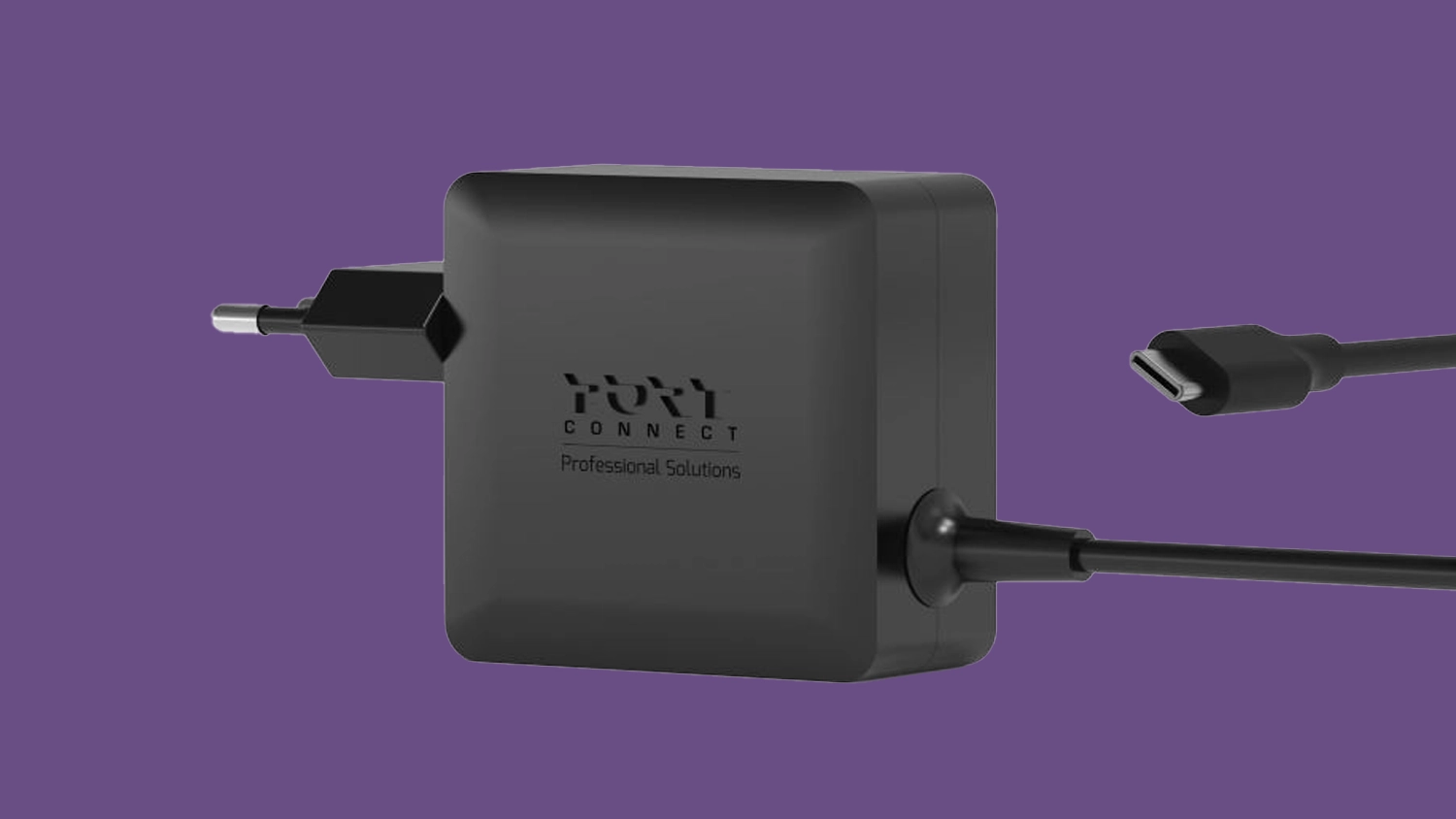 Nap&aacute;jec&iacute; adapt&eacute;r PORT Connect PLUG-IN 65 W čern&yacute; bočn&iacute; pohled