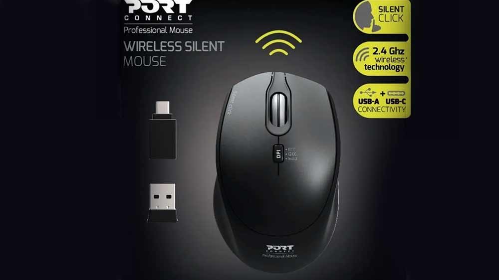 Bezdrátová myš Port Connect Silent WRL USB A/C 900713, černá, popis jednotlivých funkcí_03