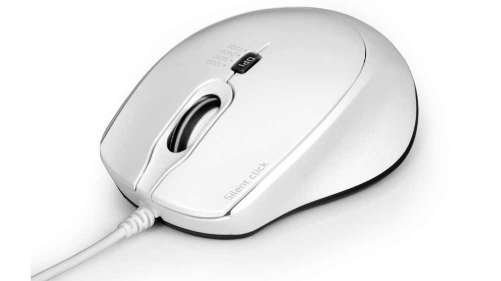 PC myš Port Connect Silent WIRED USB A/C 900712, bílá, boční pohled_02