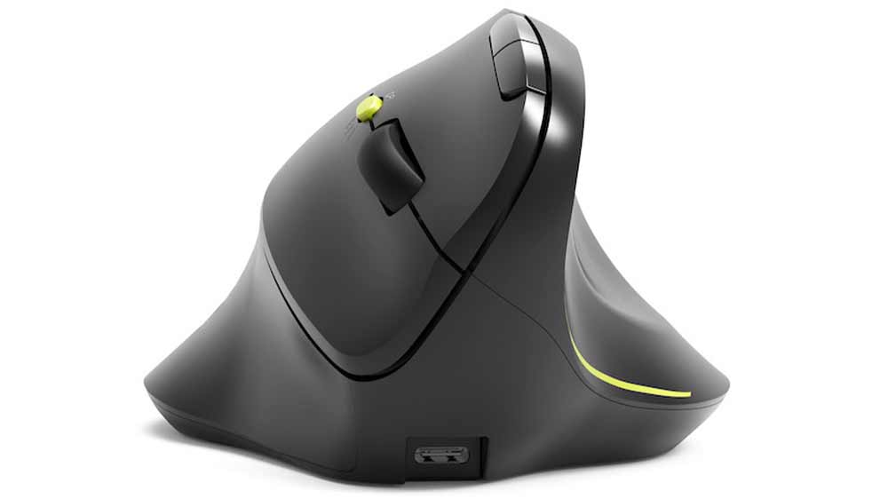 Ergonomická myš Port Connect WRL USB-A/BT 910200, černá, přední pohled_04