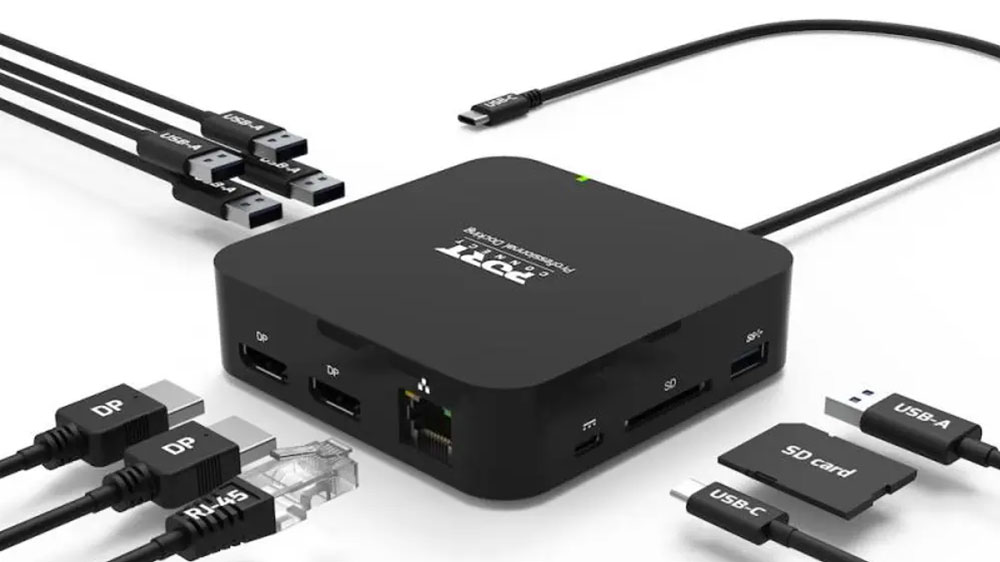 Dokovací stanice Port Designs USB-C 10v1, 2×4K s USB kabely_02