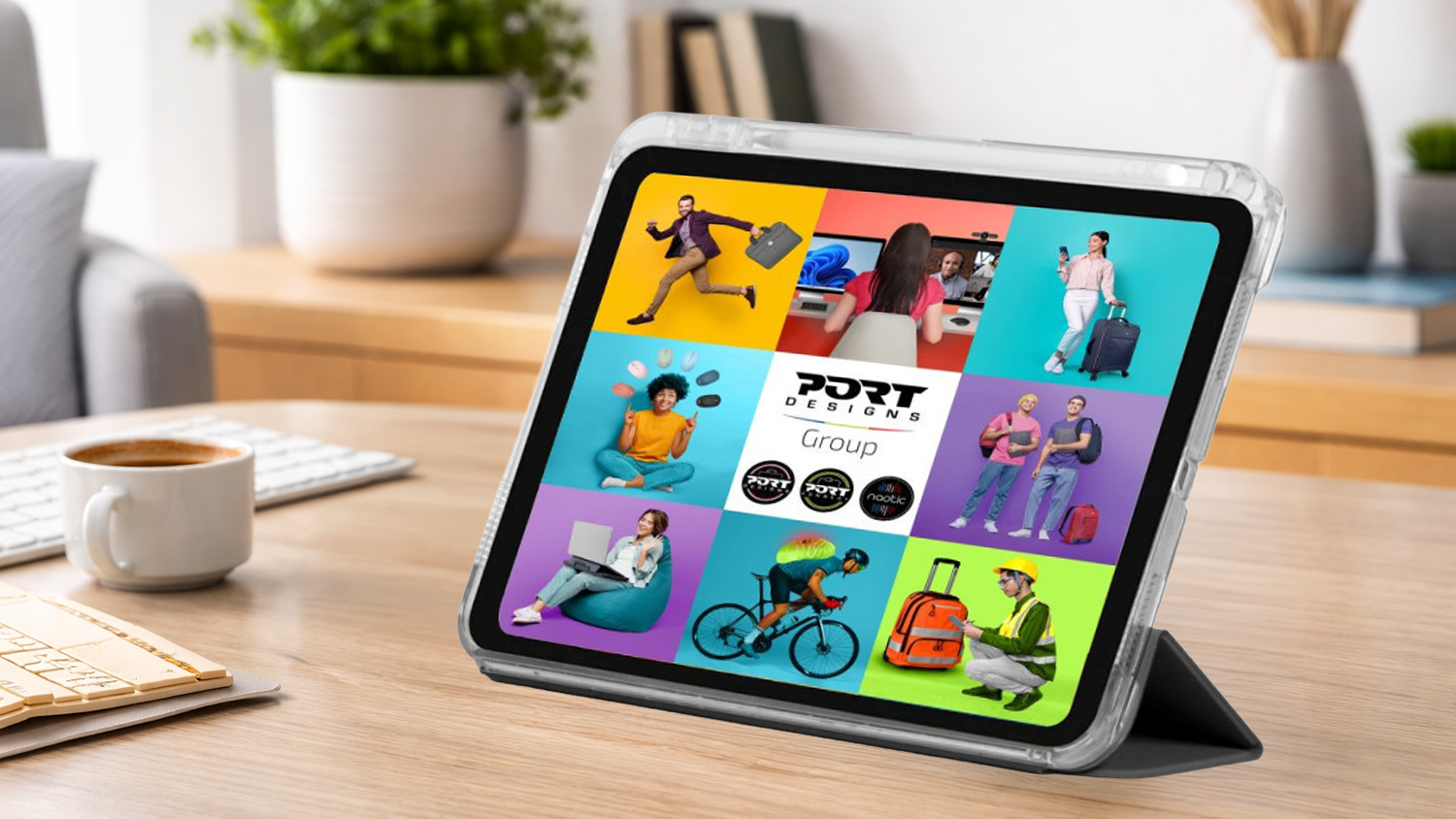 Tablet v puzdre Noumea II Port Designs na pracovnom stole