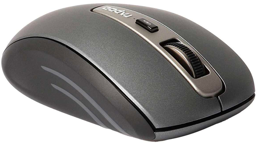 Myš Rapoo MT350 black zobrazující ergonomický tvar a kompaktní design na bílém pozadí