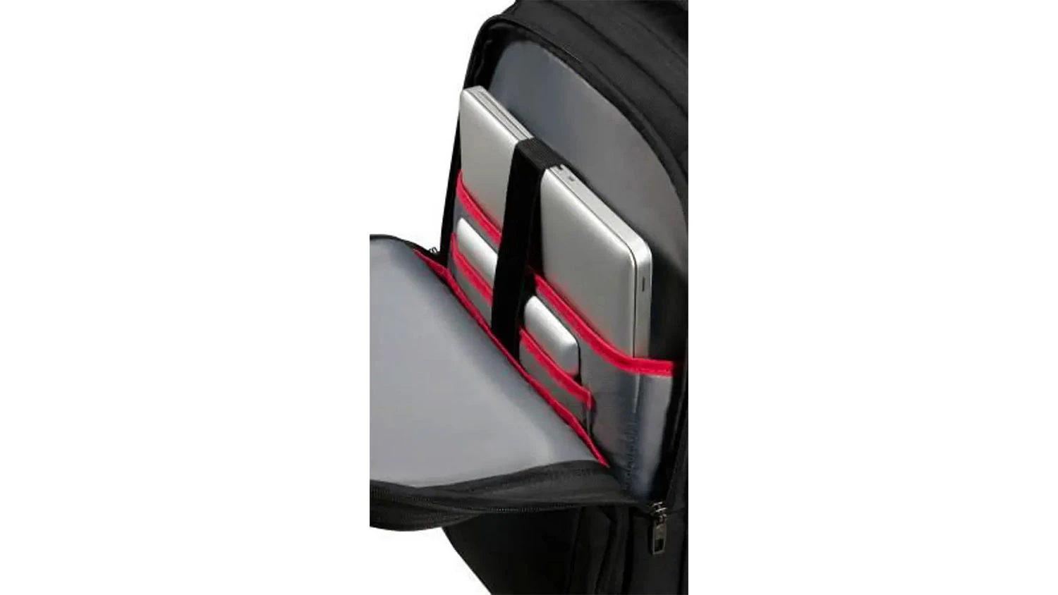 Priehradky s notebookom a tabletom v batohu na notebook s kolieskami Samsonite Guardit 3.0